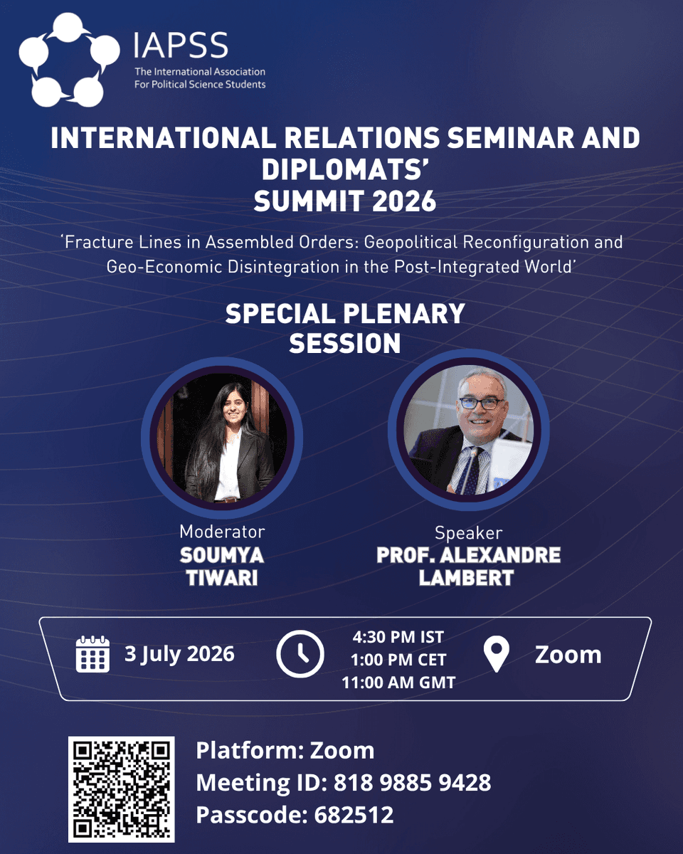 iapss's tweet photo. 🎙️ Don't miss our final discussion!
This is your final opportunity to engage with leading experts before we conclude the Summit.

🔗 Attend the session:
https://t.co/kqkW4gvgJy

#IAPSS #InternationalRelations #Diplomacy #PoliticalScience #GlobalAffairs https://t.co/czbSY0yl1g