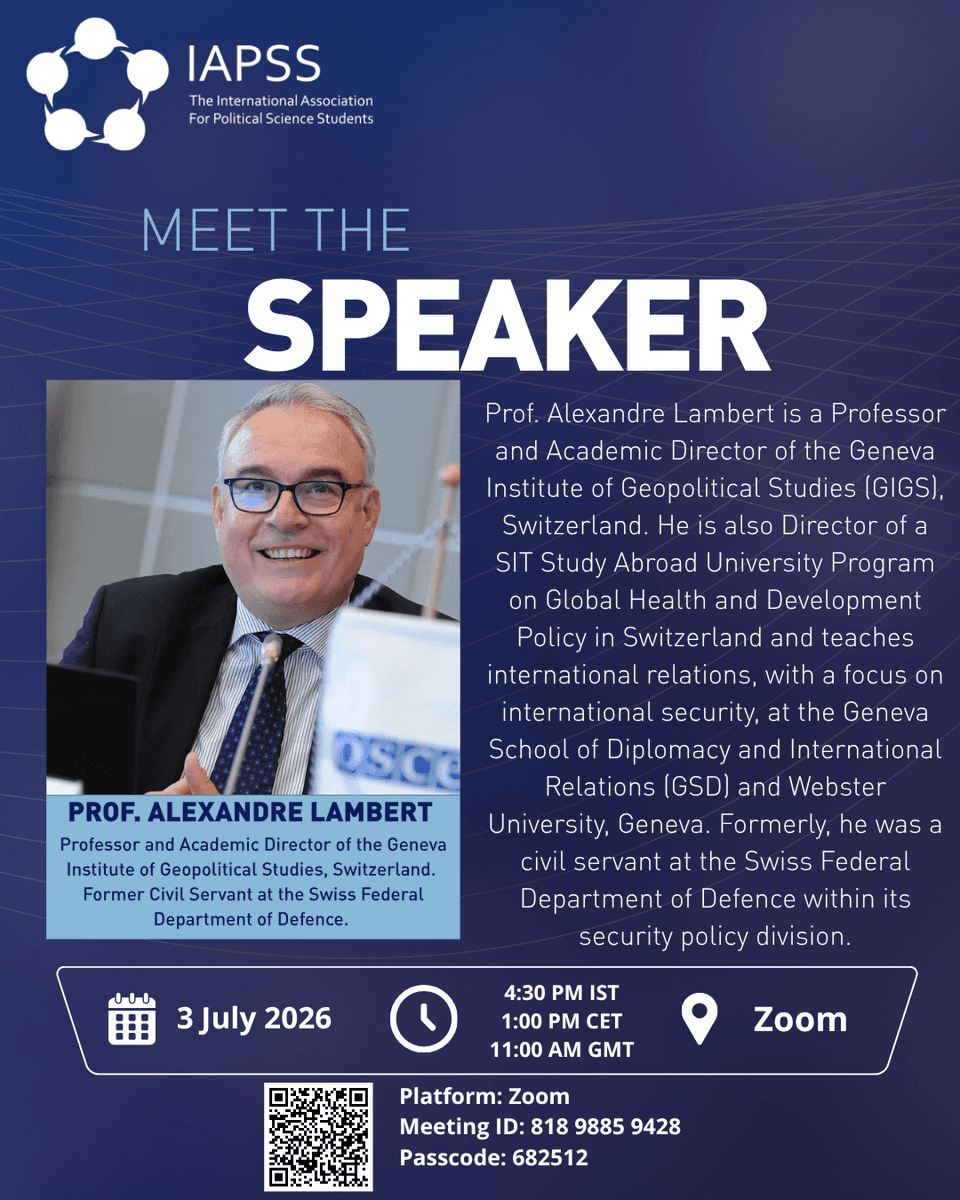 iapss's tweet photo. 🎙️ Don't miss our final discussion!
This is your final opportunity to engage with leading experts before we conclude the Summit.

🔗 Attend the session:
https://t.co/kqkW4gvgJy

#IAPSS #InternationalRelations #Diplomacy #PoliticalScience #GlobalAffairs https://t.co/czbSY0yl1g