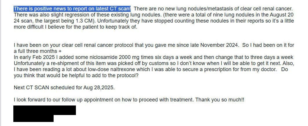 DrSarahES's tweet photo. A 68-year-old man with Stage 4 Clear Cell Renal Cell Carcinoma and lung metastases sought treatment from an Ivermectin Cancer Clinic. Despite skepticism from conventional oncologists, he followed a three-month regimen of Ivermectin (2mg/kg/day), Fenbendazole (888mg/day)
@elonmusk https://t.co/N8QQloYRa7