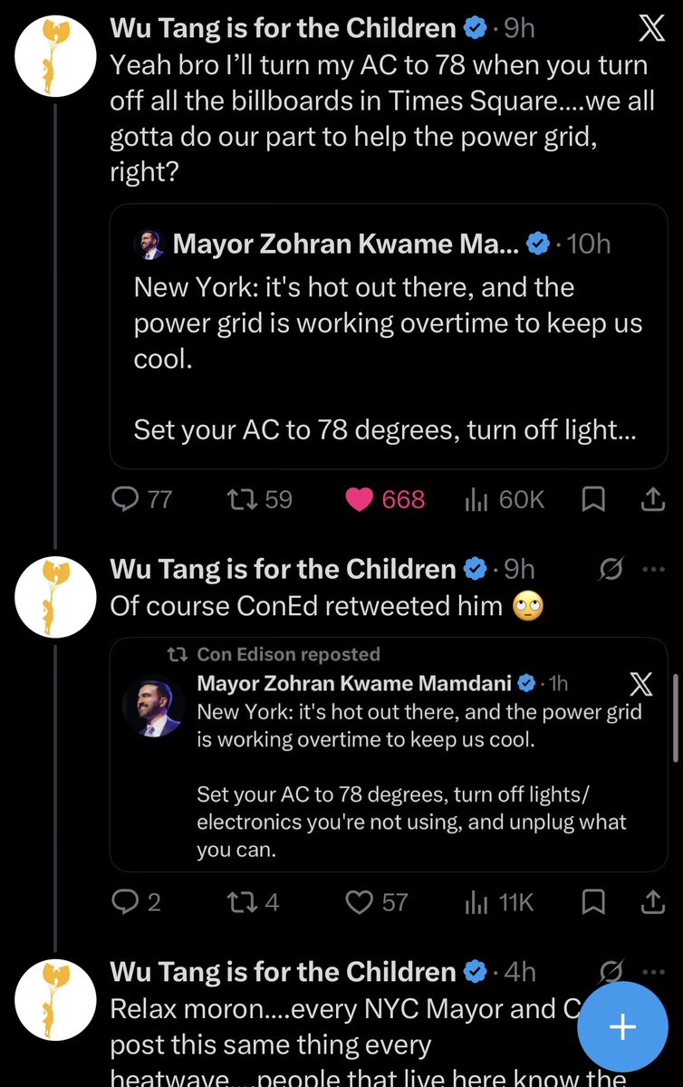 stnick612's tweet photo. @WUTangKids Okay dude I’m on your side, and a massive Mamdani fan. 

But how do you juxtapose these two tweets on the same damn day? Like, not trying to talk shit, I’m asking you to make it make sense. https://t.co/IwQNfw9S95