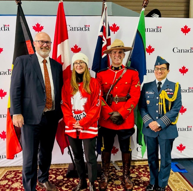 canadadownunder's tweet photo. Happy Canada Day from Australia! Proud to celebrate with friends who help make the 🇨🇦–🇦🇺 relationship so strong. Minister Tim Ayres values our enduring close partnership built on shared values. A friendly hockey game with ADF team was a great display of camaraderie! https://t.co/dwsNQGqliH