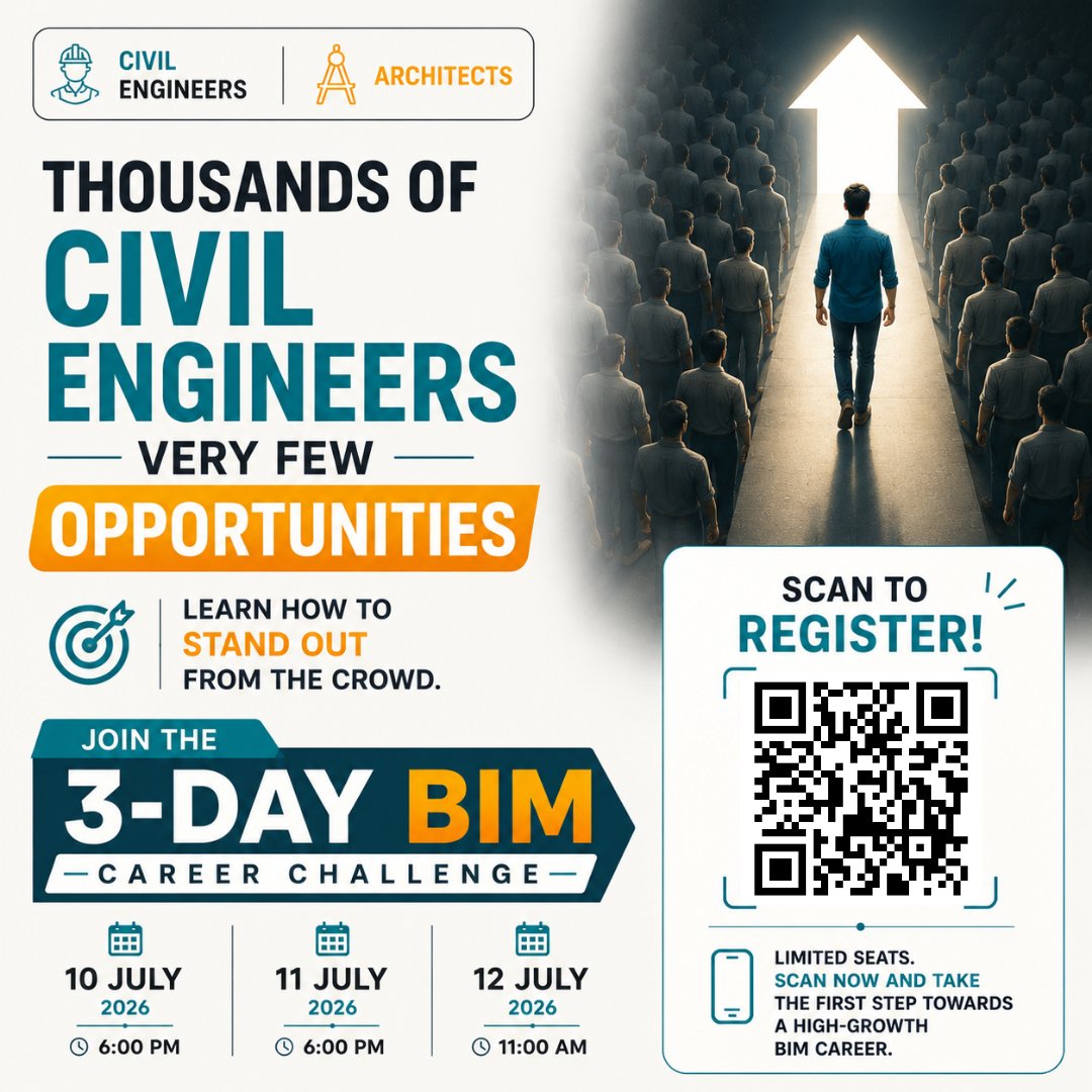 bimfasttrack's tweet photo. Stand Out in a Crowd of Civil Engineers

Register Here:
🔗 https://t.co/okiE2joUOh

Thousands graduate. Very few stand out. Learn the BIM skills employers value.

#BIMFastTrack #CivilEngineering #BIM #CareerGrowth #FutureSkills https://t.co/NBp7eZdaNl