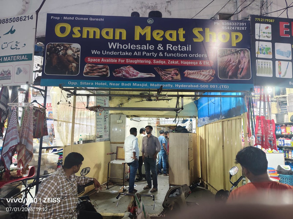HFastHCP's tweet photo. 🚨 H-FAST &amp; CCS Bust Meat Adulteration

On 01.07.2026, H-FAST, CCS, FSO, Veterinary Doctor &amp; Habeebnagar Police apprehended 2 persons for supplying beef as goat mutton to hotels in Hyderabad. 50 kg beef seized &amp; disposed. Legal action initiated. https://t.co/0EGJCF4yRP