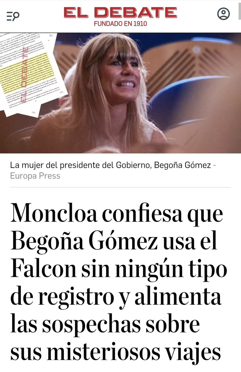 capTercio's tweet photo. Luego iban rasgándose las vestiduras de porqué el juez Peinado apreciaba que había riesgo de fuga de Begoña. https://t.co/hIQlMyPiS9