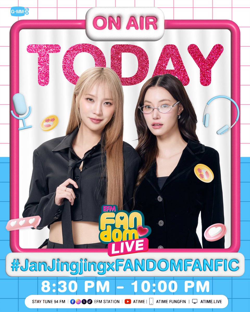 GMMTV's tweet photo. วันนี้! เตรียมพบกับ “แจน-จิงจิง” ใน EFM FANDOM LIVE แฟน ๆ รอติดตามได้เลยนะคะ 🍷❤️

📌 เวลา 20:30 - 22:00 น. ทาง Facebook, TikTok, X : EFM Station / YouTube : ATIME / Application : ATIME Fungfin / Web : https://t.co/r2yXMoDAhD

#EnemiesWithBenefits
#EFMFANDOMLIVE
#GMMTV 
@Janhae @Jingjingyu364
