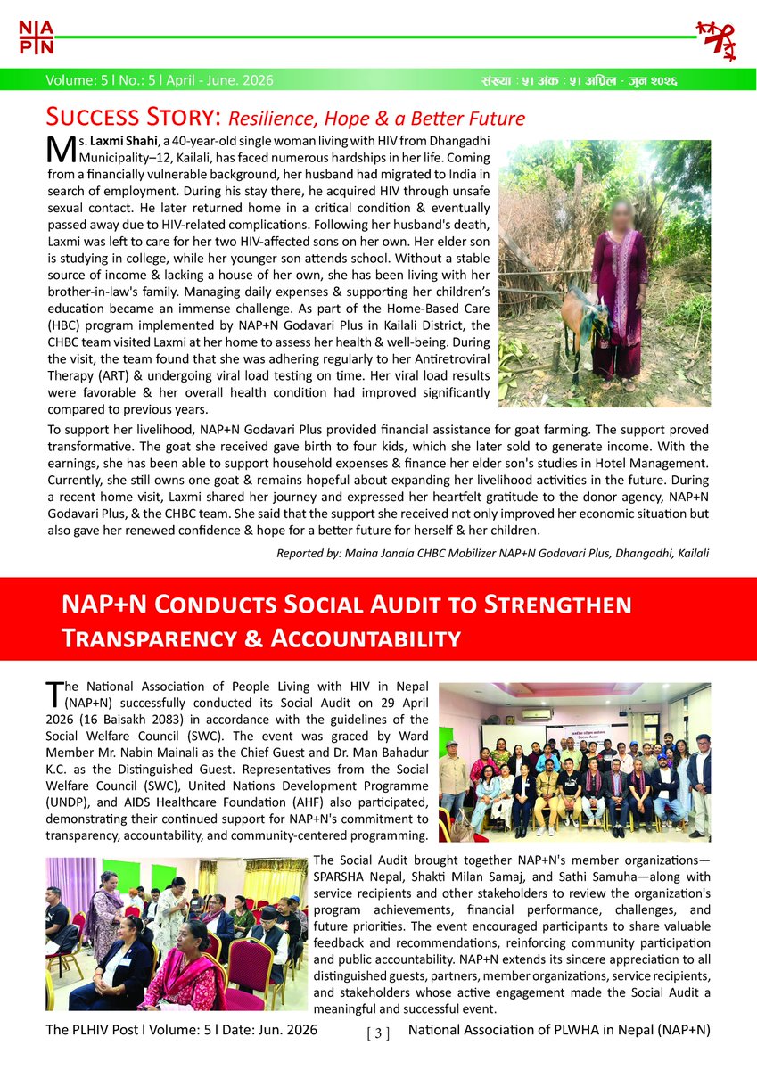 napplusn's tweet photo. 📢 The PLHIV Post – Volume 5 is now out!

This edition spotlights:
🗣️ Community-led advocacy
🛡️ Condom availability
🚨 #NoCondomNoProgram
Read the latest issue and share your feedback to strengthen Nepal's HIV response. #PLHIVPost #HIVAdvocacy #HIVPrevention #EndAIDS #NAPN https://t.co/8vq0soyXpF