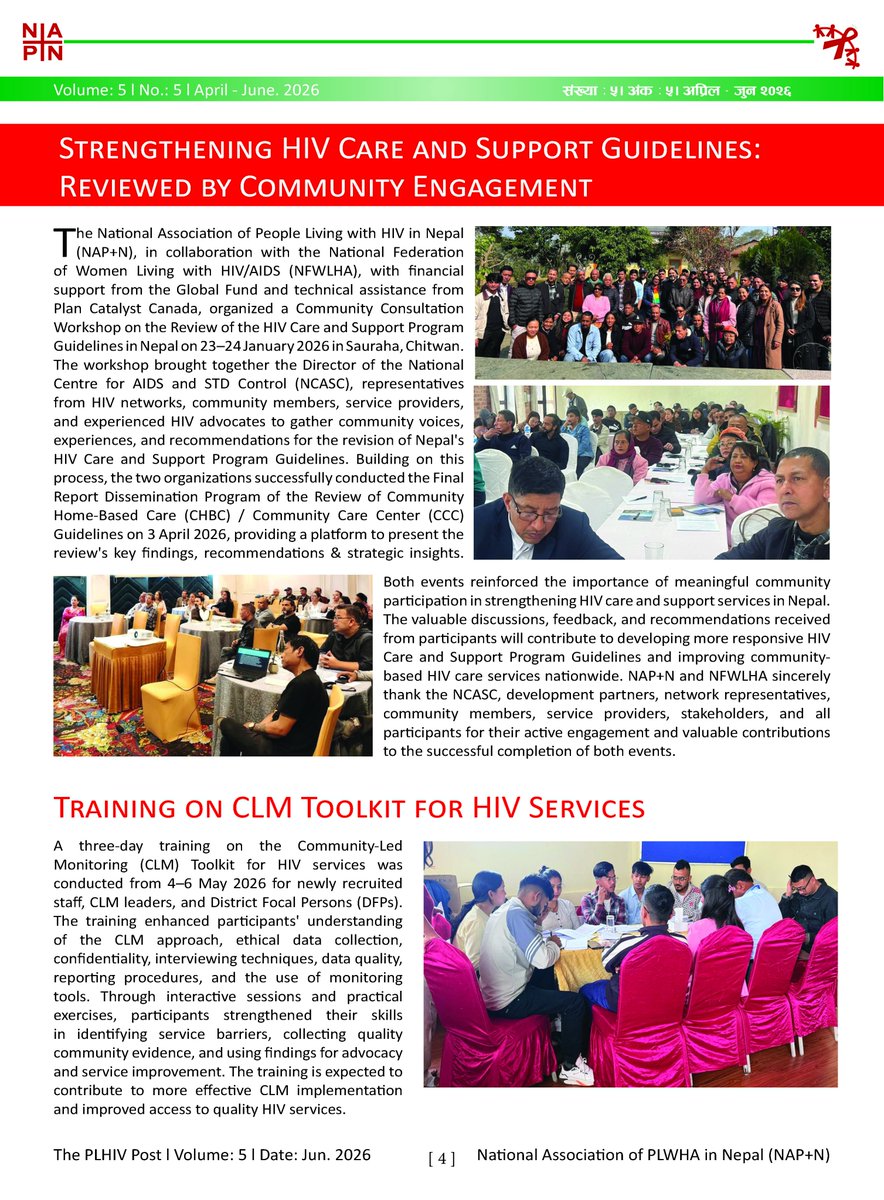 napplusn's tweet photo. 📢 The PLHIV Post – Volume 5 is now out!

This edition spotlights:
🗣️ Community-led advocacy
🛡️ Condom availability
🚨 #NoCondomNoProgram
Read the latest issue and share your feedback to strengthen Nepal's HIV response. #PLHIVPost #HIVAdvocacy #HIVPrevention #EndAIDS #NAPN https://t.co/8vq0soyXpF