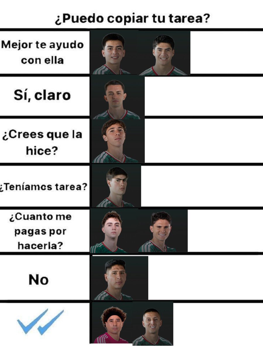 rebevvvxe's tweet photo. preguntándole al equipo mexicano si puedes copiar su tarea https://t.co/9avbBEOgR4