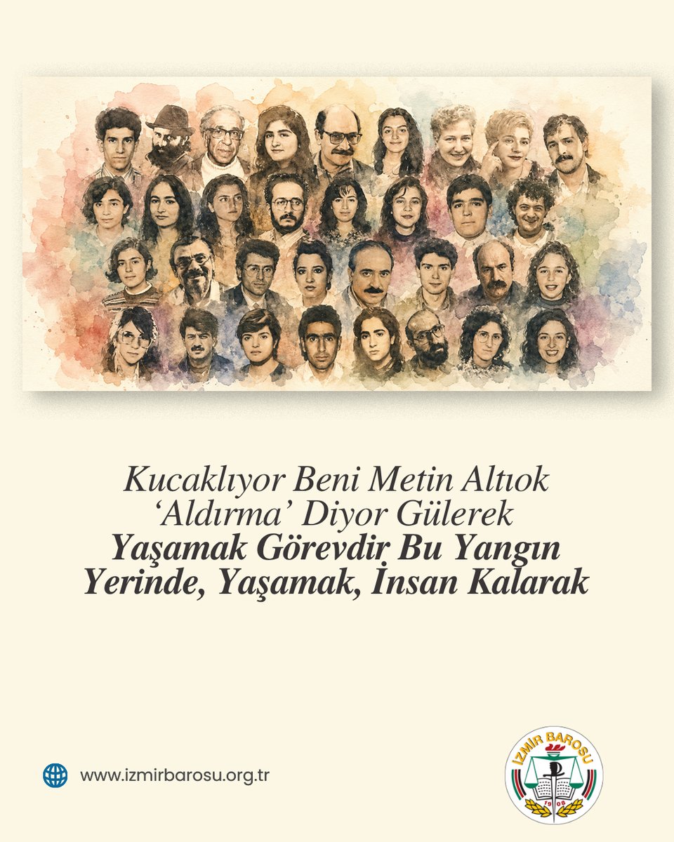 izmir_barosu's tweet photo. "Kucaklıyor Beni Metin Altıok ‘Aldırma’ Diyor Gülerek Yaşamak Görevdir Bu Yangın Yerinde, Yaşamak, İnsan Kalarak."

2 Temmuz 1993’te Sivas Madımak Oteli’nde 33 aydın, sanatçı ve emekçi, gerici bir kuşatmanın sonucunda katledildi. Gericiliğin örgütlediği nefret, devletin seyirci kaldığı bir katliama dönüştü. Yakılan, eşit ve özgür bir ülke umudu, bir ülkenin birlikte yaşama düşüydü.

33 yıl sonra Madımak hâlâ kapanmamış bir dosya, örgütlü bir suç, kötülük olarak tam karşımızda duruyor. Biliyoruz ki ateşi büyüten yalnızca eller değil; nefreti yıllarca örgütleyen siyaset, göz yuman iktidar ve sonrasında cezasızlık politikaları ile sanıkları ödüllendirenlerdi. Bugün Madımak'ı mümkün kılan zihniyet biçim değiştirerek varlığını sürdürmekte.

Yangın bazen söner. Külleri savrulur, dumanı dağılır. Ama bazı yangınlar, üzerinden yıllar geçse de bir ülkenin vicdanında yanmaya devam eder. Madımak, işte o yangındır. O yangın her 2 Temmuz'da bize, unutmanın karanlığa teslim olmak olduğunu yeniden hatırlatır.

33 yıl sonra bugün yine aynı yerdeyiz: Gericiliğe karşı aydınlanmadan, sömürüye karşı emekten, baskıya karşı özgürlükten yanayız. Bu yangın yerinde insan kalmayı, hakikati savunmayı ve mücadeleyi büyütmeyi sürdüreceğiz.

Madımak’ı unutmadık. Unutturmayacağız.