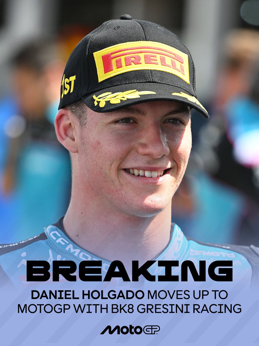 MotoGP's tweet photo. BREAKING: @daniholgado96 moves up to #MotoGP with @gresiniracing from 2027 🚨

#MotoGP https://t.co/Wz7pbvC7X5