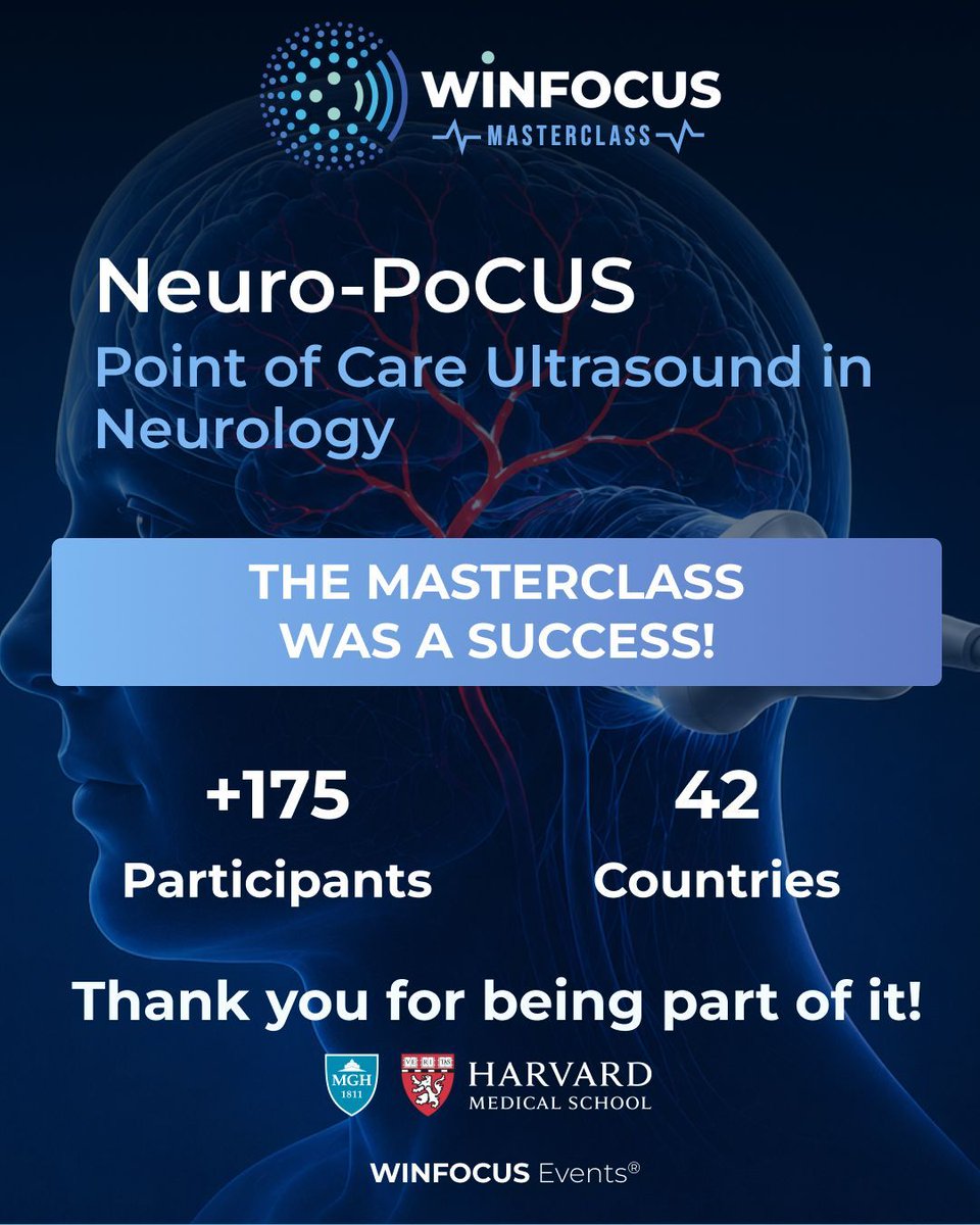 WINFOCUS's tweet photo. Neuro-PoCUS MASTERCLASS was a success! +175 participants from 42 countries joined @Jalbouta @HamidShokoohiMD @VitkaVP for a focused session on practical neurosonology! https://t.co/V1vWa1RCAm