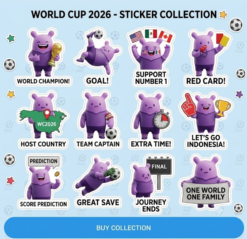 e74034's tweet photo. From spectacular goals to the dreaded extra time, we've got a sticker for every football emotion. Check out the new 2026 World Cup collection! 💥 https://t.co/O2QazMGFjN