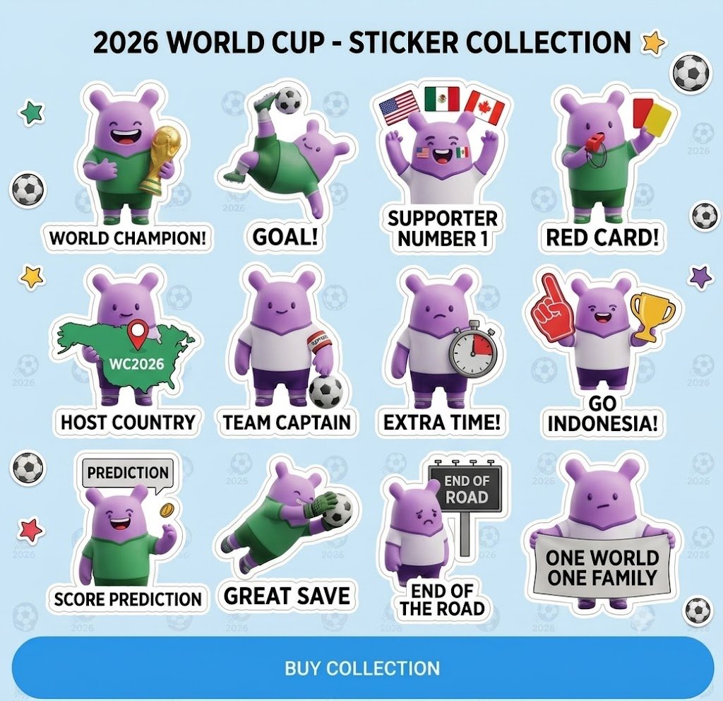 e74034's tweet photo. From spectacular goals to the dreaded extra time, we've got a sticker for every football emotion. Check out the new 2026 World Cup collection! 💥 https://t.co/O2QazMGFjN