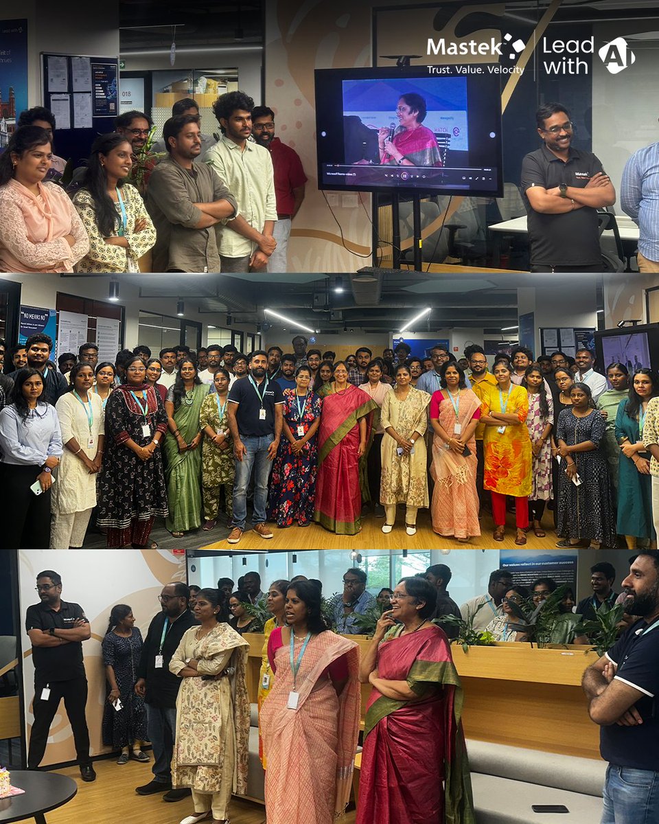 Mastekltd's tweet photo. Some journeys leave an impact that extends far beyond milestones, they leave a lasting legacy.
 
As we bid farewell to Prameela Kalive, we celebrate her remarkable leadership, unwavering dedication, and the countless lives she has inspired along the way.
 
From heartfelt celebrations in Mumbai, Bangalore, Chennai, Pune and Ahmedabad to the many memories shared across teams, this is our way of saying thank you for everything you've contributed to Mastek.
 
Wishing you continued success and happiness in the journey ahead. You'll always be a cherished part of the Mastek family. 💙
 
#ThankYouPrameela #Mastek #Leadership #Gratitude #Farewell