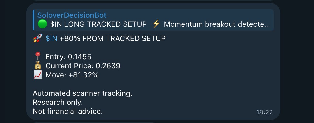 SoloverRadar's tweet photo. Solover tracks local crowd extremes in crypto.

Not BTC bias.
Not influencer narratives.

Not hindsight charts.
Live radar pings.

Move tracking.
Post-signal proof.

Recent receipts:
$MANTA short setup.
$TAC long setup.
$IN long setup.

Overheated moves.
Panic flushes.

Receipts only.
Follow for live proof.
#Crypto #Altcoins #Trading #Solover