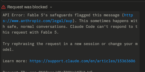 gichamba's tweet photo. Fable will block your prompt at the slightest provocation, even mentioning a  word like 'security' to Fable is a no-no. https://t.co/AcwndNRJai