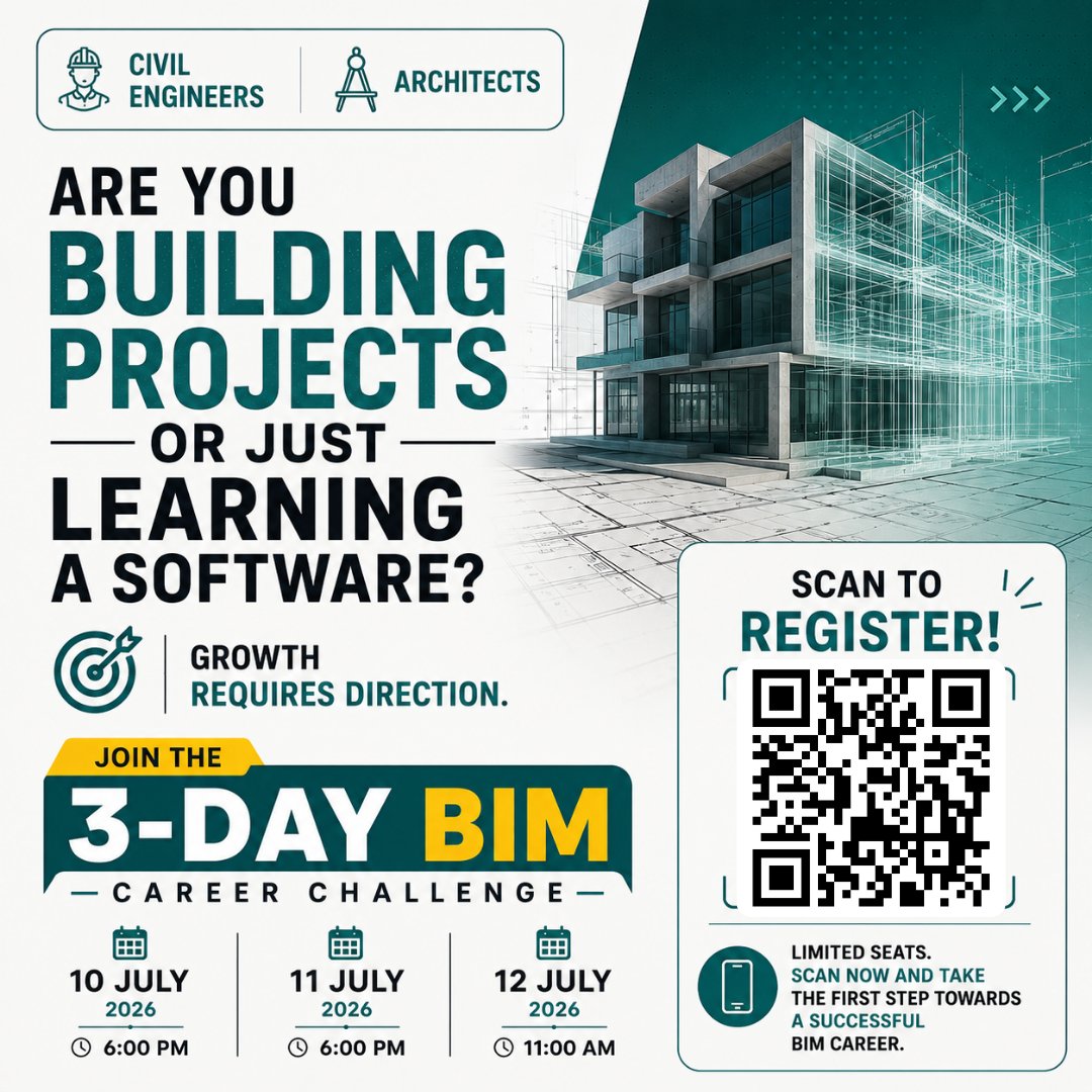 bimfasttrack's tweet photo. Software Skills or Real Project Skills?

Register Here:
🔗 https://t.co/okiE2joUOh

Learning software isn't enough. Learn how real BIM projects are delivered.

#BIMFastTrack #CivilEngineering #BIM #CareerGrowth #FutureSkills https://t.co/kGjld7rjMu