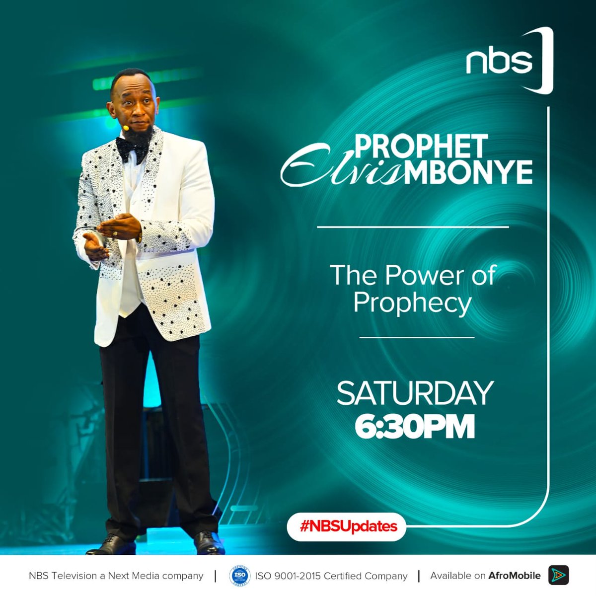nbstv's tweet photo. Can prophecy shape destinies and transform lives? 

Join @Prophet_elvis  as he unpacks The Power of Prophecy this Saturday at 6:30 PM on NBS Television.

Don't miss this inspiring and thought-provoking conversation.

#NBSUpdates #ProphetElvisMbonye https://t.co/kJsk7StmFp