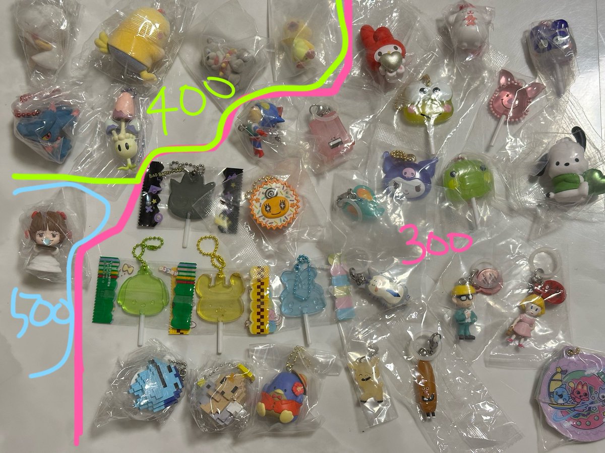 candycandy_mi's tweet photo. 譲：1枚目
求：定価（＋送料）PayPay先払い
2・3枚目から以下の数抱き合わせお願いします。また、400・500は2個換算可です。

キャミー3個
スフレ・モカ2個
パフ1個

都内手渡し可

HUNTER×HUNTER mikko Lilala mode たまごっち ピングー サンリオ  メゾピアノ カービィ Duolingo めじるし マスコット https://t.co/xn3pFGASIN