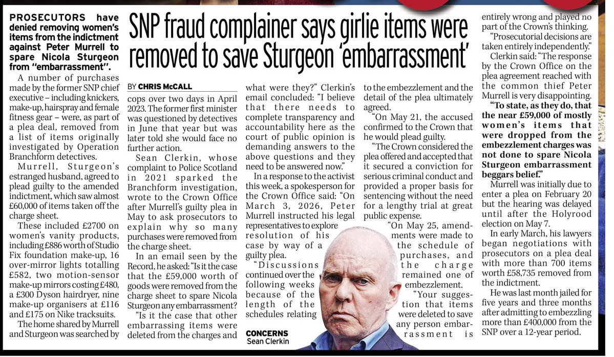 AgentP22's tweet photo. £59,000 of mostly women's items quietly vanished from the indictment... and we're expected to believe it was nothing to do with sparing Nicola Sturgeon embarrassment?

The stench around this scandal just won't go away. https://t.co/NG5s6u5bpW