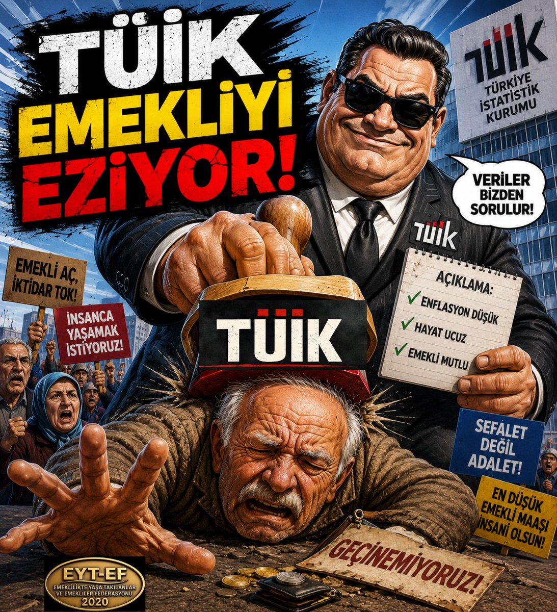 yerel_halk's tweet photo. EMEKLİ
👇
#TüikEmekliyiEziyor

İtirazımız sadece bir kuruma değil;
Emeği görünmez kılan anlayışadır.

Yılların emektarları #tüik üzerinden eziliyor.

#Emekli nin yaşam hakkı;
Hiçbir hesap cetveline sığmayacak kadar değerlidir.

#5000KısmiYıllardırEziliyor
@RTErdogan
@isikhanvedat https://t.co/lp0p3EQQlL