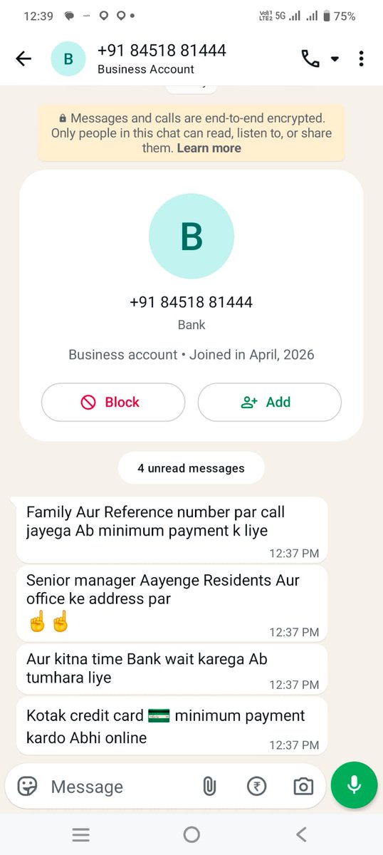 HKumar74609's tweet photo. @KotakBankLtd Despite repeatedly informing you about my genuine financial hardship, your recovery team continues to harass me through repeated calls and threats. Kindly stop this immediately, follow RBI guidelines, and provide a fair resolution. https://t.co/wKQ4fCNOwJ