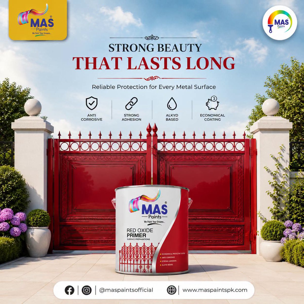 PaintsMas's tweet photo. Built for Stronger Protection. Designed for a Flawless Finish.

Prepare every surface with MAS Red Oxide Primer the perfect foundation for longlasting paint performance. Engineered to protect metal from rust, improve paint adhesion, and create a smooth. https://t.co/cBjcDi1Hbk