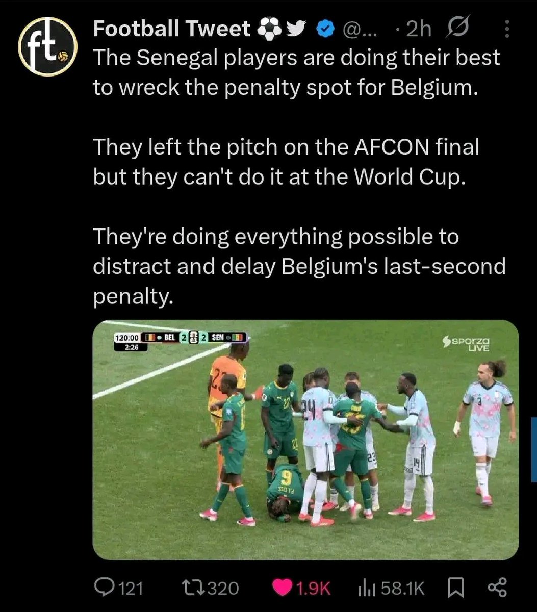 HatimelMourabit's tweet photo. Justice de Dieu ☝️, les Sénégalais ont perdu hier et continuent de perdre, tt le monde mnt sait qu'ils sont des mauvais perdant, la honte 8K 😂
#senegal #Belgique https://t.co/xfeWnjeFuK