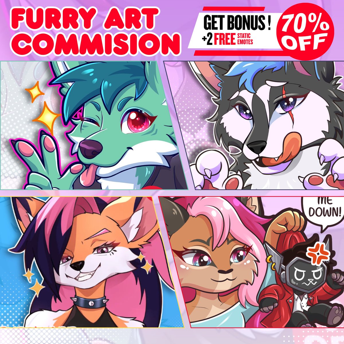 Haanachii's tweet photo. @Loganthemoo Hello! Furry artist here 🙋‍♀️
My furry prices start at $20 🩷 https://t.co/ilwDLbKLYy