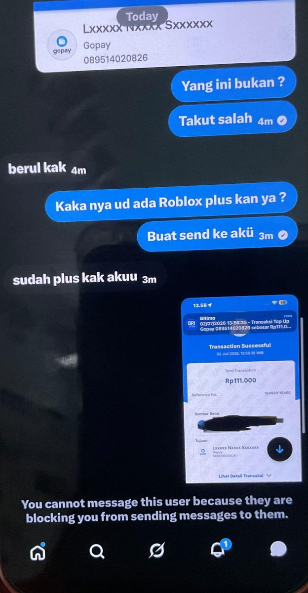 AshLynx04's tweet photo. BE AWARE GUYS! penipu user @/amwericaon. temen aku mau topup robux lalu user ini menjual dengan harga 110rb saja (dengan menggunakan voc samsung yg tersedia) https://t.co/t1HEaoyxZS