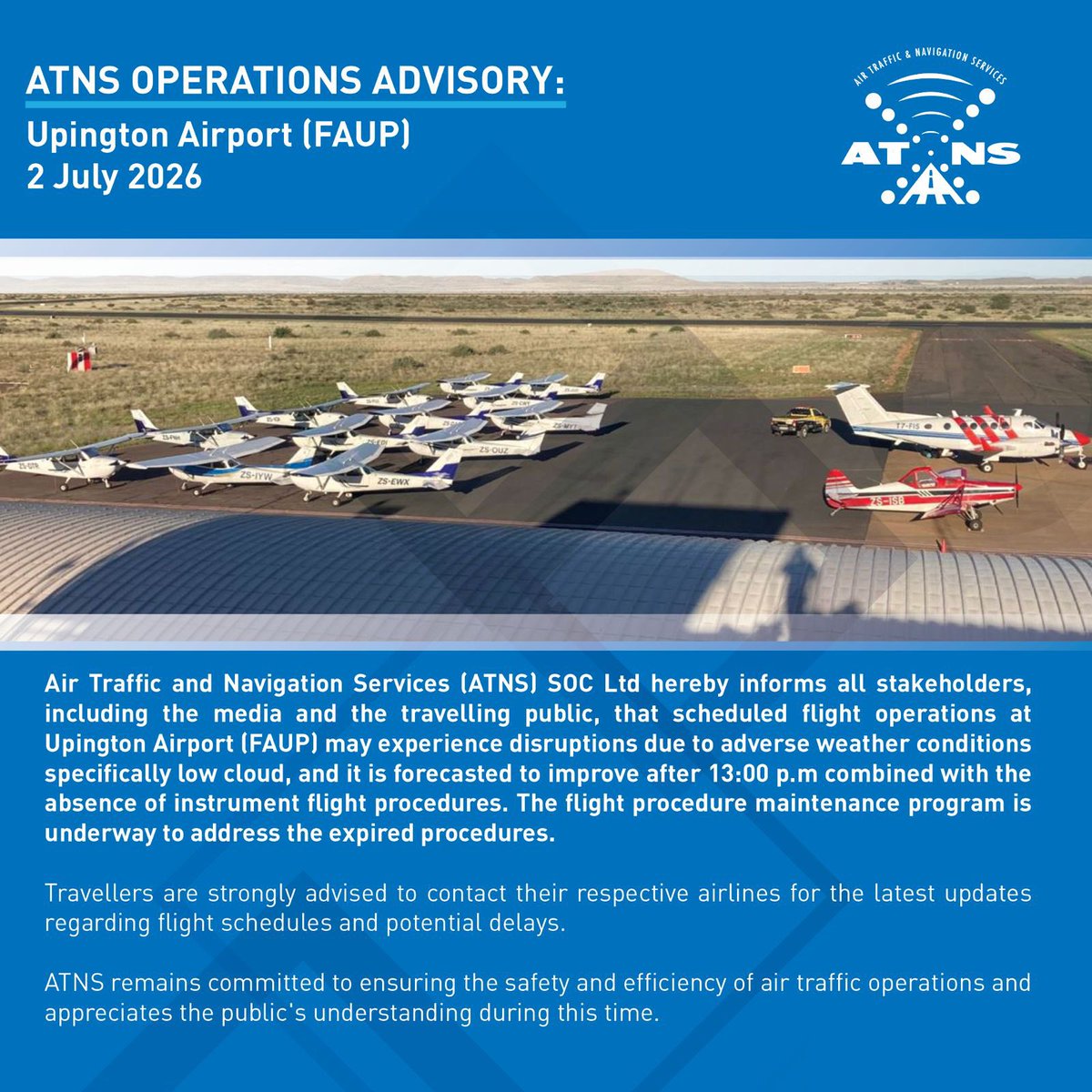 ATNSSA's tweet photo. Operations Advisory
#safeskies✈️ https://t.co/HIFJDo1Hru