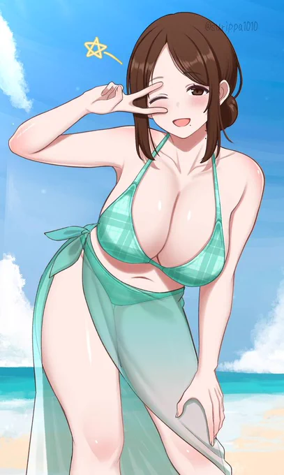ボツになった海でダサいポーズをしてる30すぎたおばさん(OC)