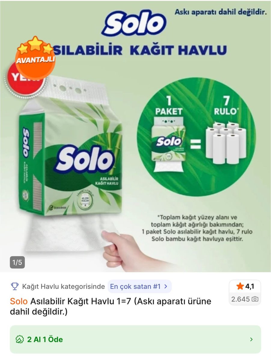 dropfirsat's tweet photo. 🛍️ Solo Asılabilir Kağıt Havlu 1=7 (Askı aparatı ürüne dahil değildir.)

💰 146 TL / 2 al 1 öde ile 2 adet alımda tanesi 73 TL

🔗 https://t.co/903JKK80HH

💚Whatsapp Önemli Fırsatlar https://t.co/7HNEkcR0bo

#işbirliği #hepsiburada https://t.co/fHBKnTmPGY