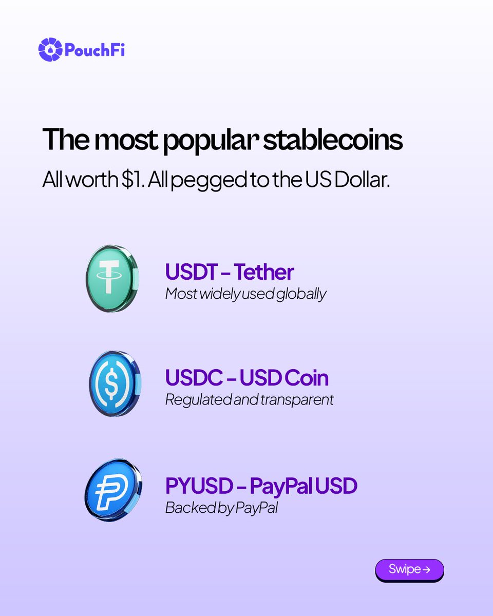 PouchFinance's tweet photo. Everyone's talking about stablecoins.

But do you actually know what they are?

If you're a freelancer, remote worker, crypto trader, or anyone curious about USDT, this one's for you.

Swipe right ➡️ https://t.co/jUhwwQkPcB