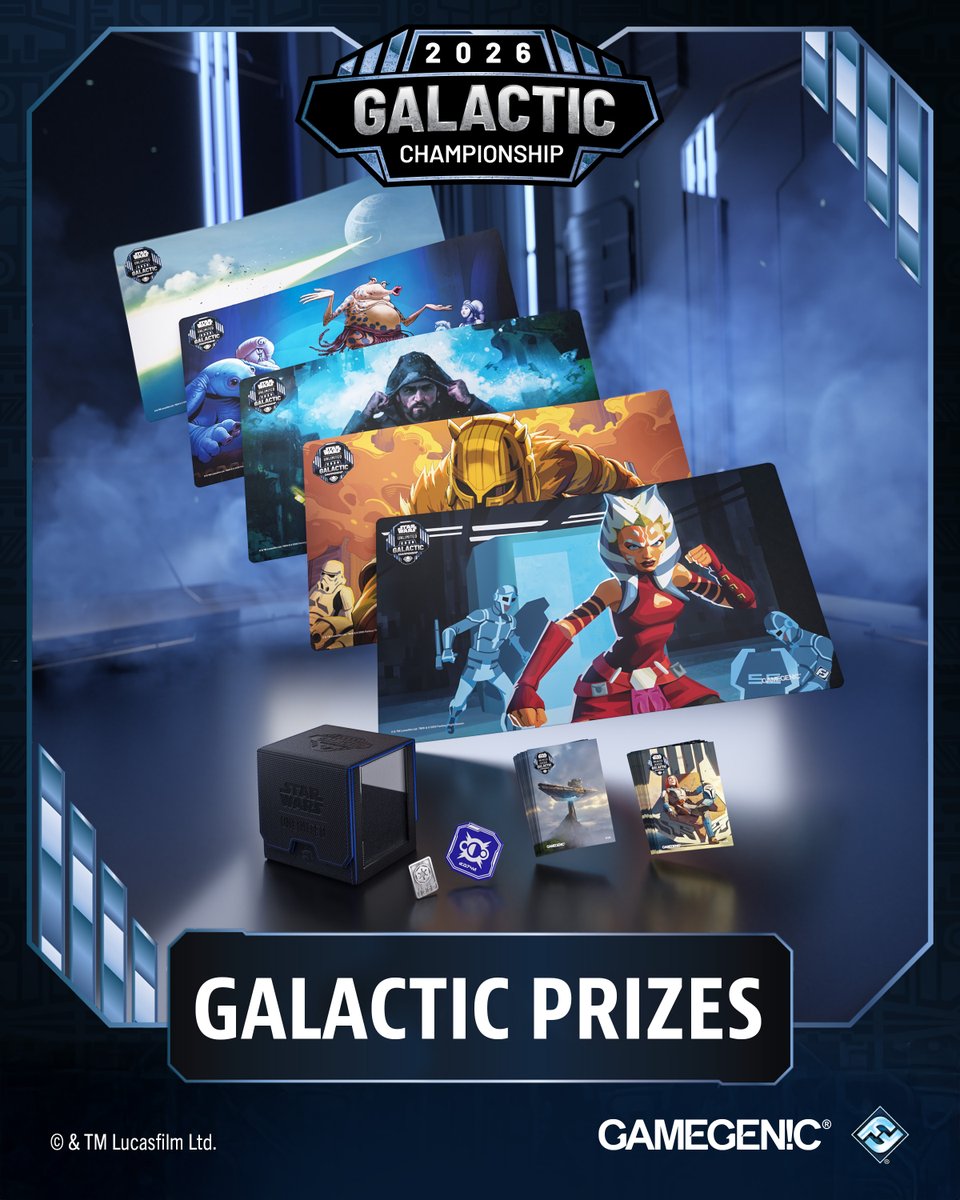 Gamegenic_'s tweet photo. Discover our amazing Gamegenic prizes at this year’s Galactic Championship.💫
Snag your premium Game Mats, Sleeves, Tokens and even Deck Pods at the event prize wall! 
📍The Venetian®️ Resort Las Vegas
🗓️ July 24 - 26

#galacticchampionship #starwars #swu https://t.co/usj44qImwF