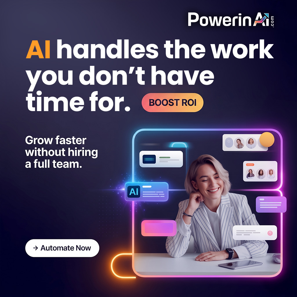 PowerinAI's tweet photo. AI handles the work you don't have time for.

Spend less time on repetitive tasks and more time growing your business. With PowerinAI, automate your workflows, engage customers faster, and boost productivity-all without hiring a bigger team. https://t.co/57L4WkaarO