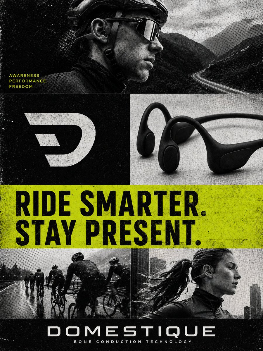 domestiquelive's tweet photo. Hear more. Miss less. 🚴

https://t.co/fpdvJmybR7 helps cyclists enjoy coaching, navigation, and ride updates through bone conduction technology while keeping their ears open to the road.

Ride with confidence, not compromise.

#Domestique #Cycling #BoneConduction #RideSafe https://t.co/IDvOH1gGBO