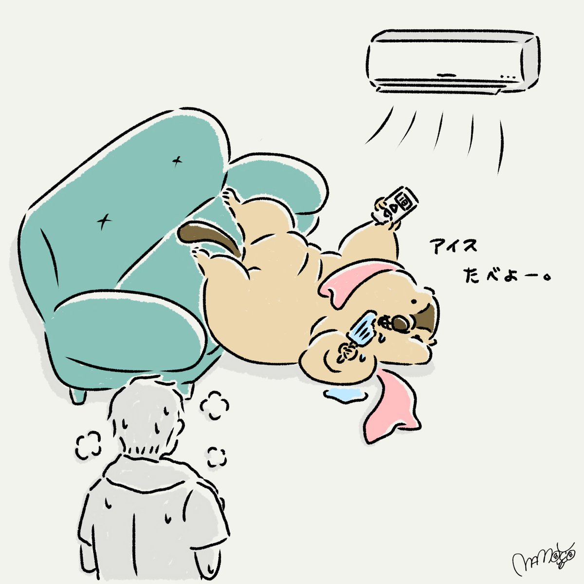 sis_mamoco's tweet photo. おふろあがりの しふくのひととき！
きんきんにひえた アイスたべよー🍨🎐

#マーモットがいる暮らし https://t.co/RIViYaBa6y