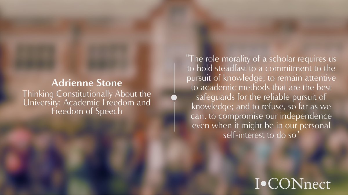 ICONnectblog's tweet photo. ⚖️ New on ICONnect: "Thinking Constitutionally About the University: Academic Freedom and Freedom of Speech"

Next in our #ICONS2026 plenary series, Adrienne Stone argues that universities are vital to democracy's knowledge framework

https://t.co/ZUXEd0n1ra

#AcademicFreedom https://t.co/2h29cpv76X