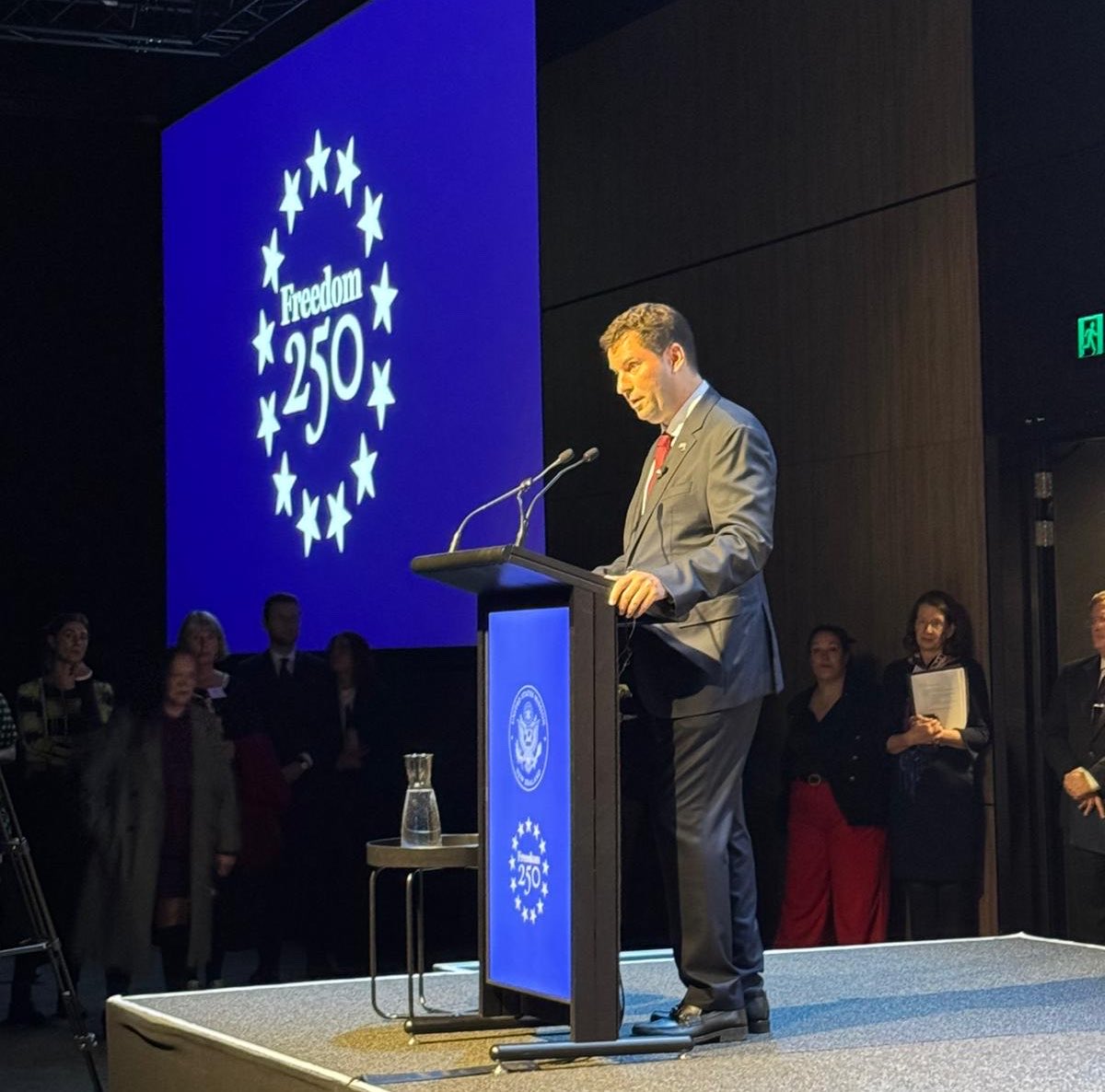 NewZealandMFA's tweet photo. The Minister spoke tonight at an event commemorating the 250th anniversary of the independence of the United States of America.

He said: “Americans have been favoured by their geography, and the riches that lie within bountiful lands. But it is the American people who through their own dreams, ambition and imagination broke this ground to forge the global power whose anniversary we celebrate today.”

Full speech: https://t.co/Q9nIJYhNjP

🇺🇸 🤝 🇳🇿
@usembassynz 
@NZembassyUS
@SecRubio
