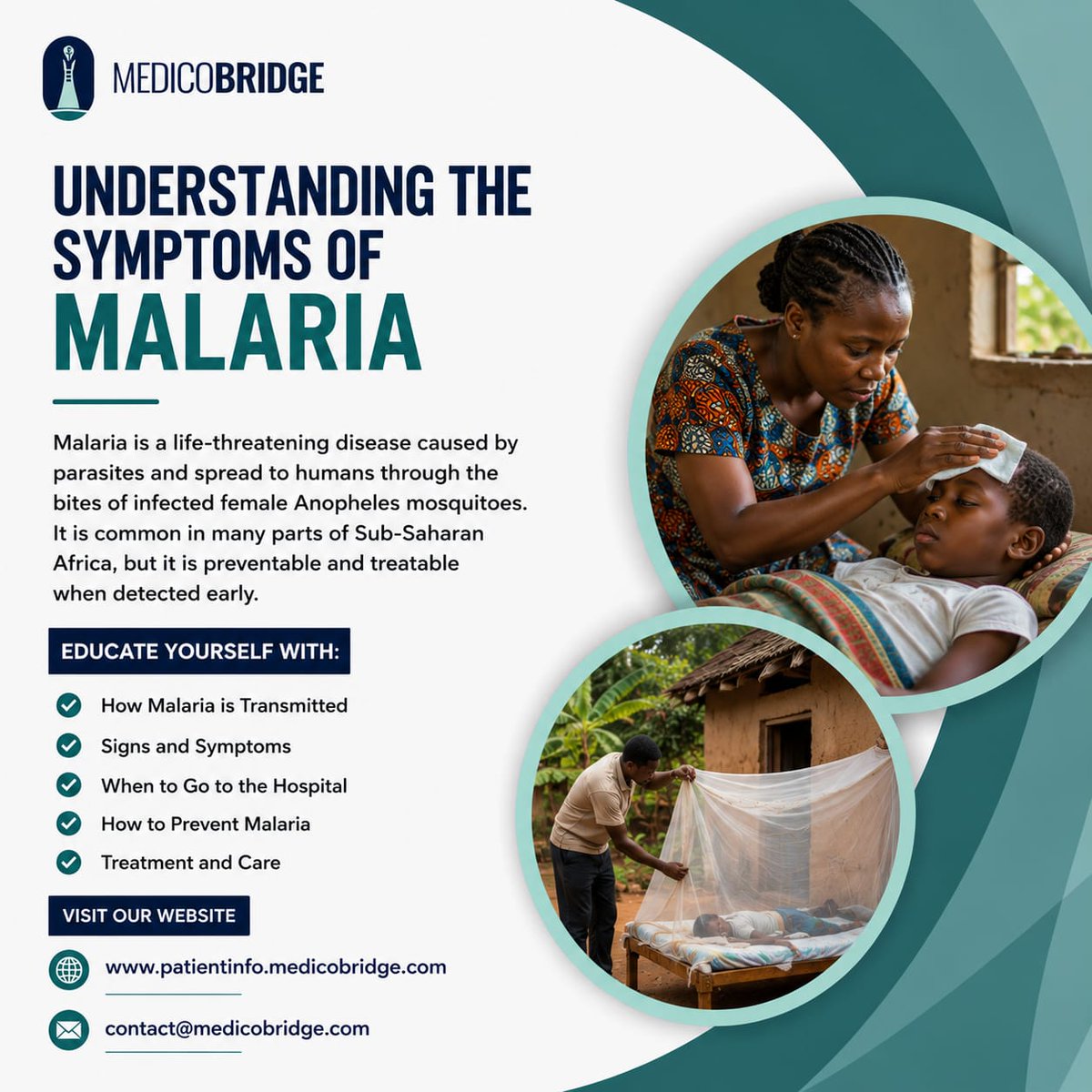 Medico_bridge's tweet photo. Malaria is preventable and treatable. 
Know the symptoms, protect yourself from mosquito bites, and seek medical care early if you feel unwell.

🌐 https://t.co/hdqoLPykmT

#Medicobridge #MalariaAwareness #HealthEducation https://t.co/7R9Tt2Hawr