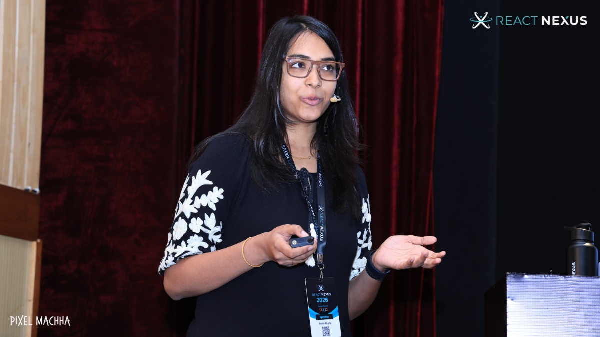 ReactNexus's tweet photo. Payments systems teach hard lessons fast. 
@smileguptaaa shares what building one actually taught her. 

#ReactNexus2026 https://t.co/kqAhjn3cuM