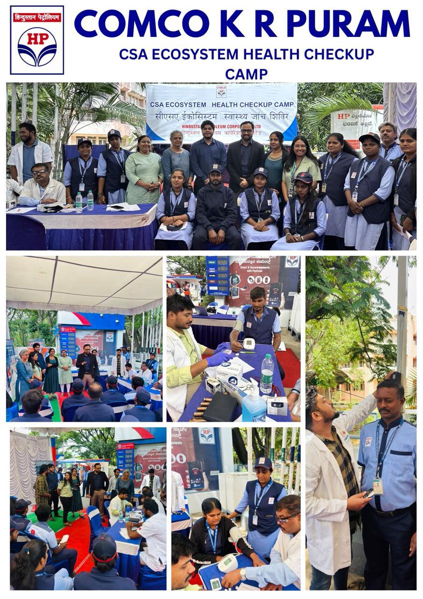 BangaloreHpcl's tweet photo. #CSAEngagement #PeopleFirst #MyROMyPrideMyHPCL A Medical Health Check-up Camp for our CSAs was successfully organized today in association with Manipal Hospital at COMCO KRPuram, Bengaluru Retail RO.
The initiative was aimed at promoting preventive healthcare and creating awareness about the importance of regular health check-ups among our frontline workforce. The camp witnessed enthusiastic participation from the attendants, who underwent basic health screenings and received medical advice from the hospital's healthcare professionals.Around 100 CSAs participated in the check up.
Such initiatives go a long way in reinforcing our commitment towards the health, well-being, and motivation of our frontline staff. This initiative was well received and appreciated by the CSAs.