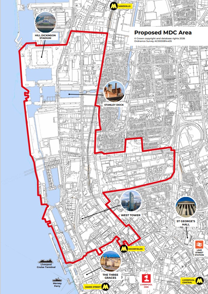 LpoolCityRegion's tweet photo. #News: A major new chapter in the transformation of Liverpool’s historic waterfront has begun.

The Liverpool City Region Combined Authority, with @lpoolcouncil, has this morning launched a six-week public consultation on proposals to establish a Mayoral Development Corporation (MDC) for Liverpool’s North Docks.

The consultation asks residents, businesses, landowners and stakeholders to approve the name of the MDC, its boundary and its proposed powers.

Subject to approval, the MDC will build on the momentum generated by the new @EvertonStadium  at Liverpool Waters, transforming 174 hectares of brownfield land into a dynamic extension of Liverpool city centre.

Plans include the delivery of 5 million sq ft of new commercial space and up to 17,000 new homes as well as new urban green spaces and cultural amenities.

A map released alongside the consultation illustrates the scope of the proposed area, stretching from the stadium into Liverpool's Commercial District and out to the Pumpfields neighbourhood.

The proposed MDC would be overseen by a Mayoral Development Corporation which would act as a dedicated vehicle to accelerate delivery across the area – unlocking investment, coordinating development and ensuring the North Docks fulfils its potential as a major hub for innovation, clean growth and high-quality urban living.

The proposed body, which would have an independent board, would have powers to purchase land, raise monies and make planning decisions.

It would also bring together a series of major regeneration priorities, including:
➡️ Central Docks by Peel Waters
➡️ The £1bn Kings development by Beetham Davos Ltd
➡️ A major Grade A office development at Pall Mall by Kier Property Management & Real Estate LLC
➡️ The conversion of Stanley Dock’s historic warehouse complex by Harcourt Developments
➡️ Expansion of Liverpool Cruise Terminal by Global Ports Holding

@MetroMayorSteve, said: “Liverpool’s North Docks represents one of the most exciting regeneration opportunities anywhere in the UK.

“We want to build a new future here that honours its heritage, unlocks its potential and leaves a legacy that future generations can be proud of.

"I hope anyone with an interest in the success of the area will take the time to have their say and help shape what comes next.”

#HaveYourSay at: https://t.co/LvqSi5AiqT

The statutory six-week consultation, will end at 11.59pm on Friday, 14 August.

After an analysis of the feedback, a report on the results of the consultation will be submitted to both the Combined Authority and City Council.