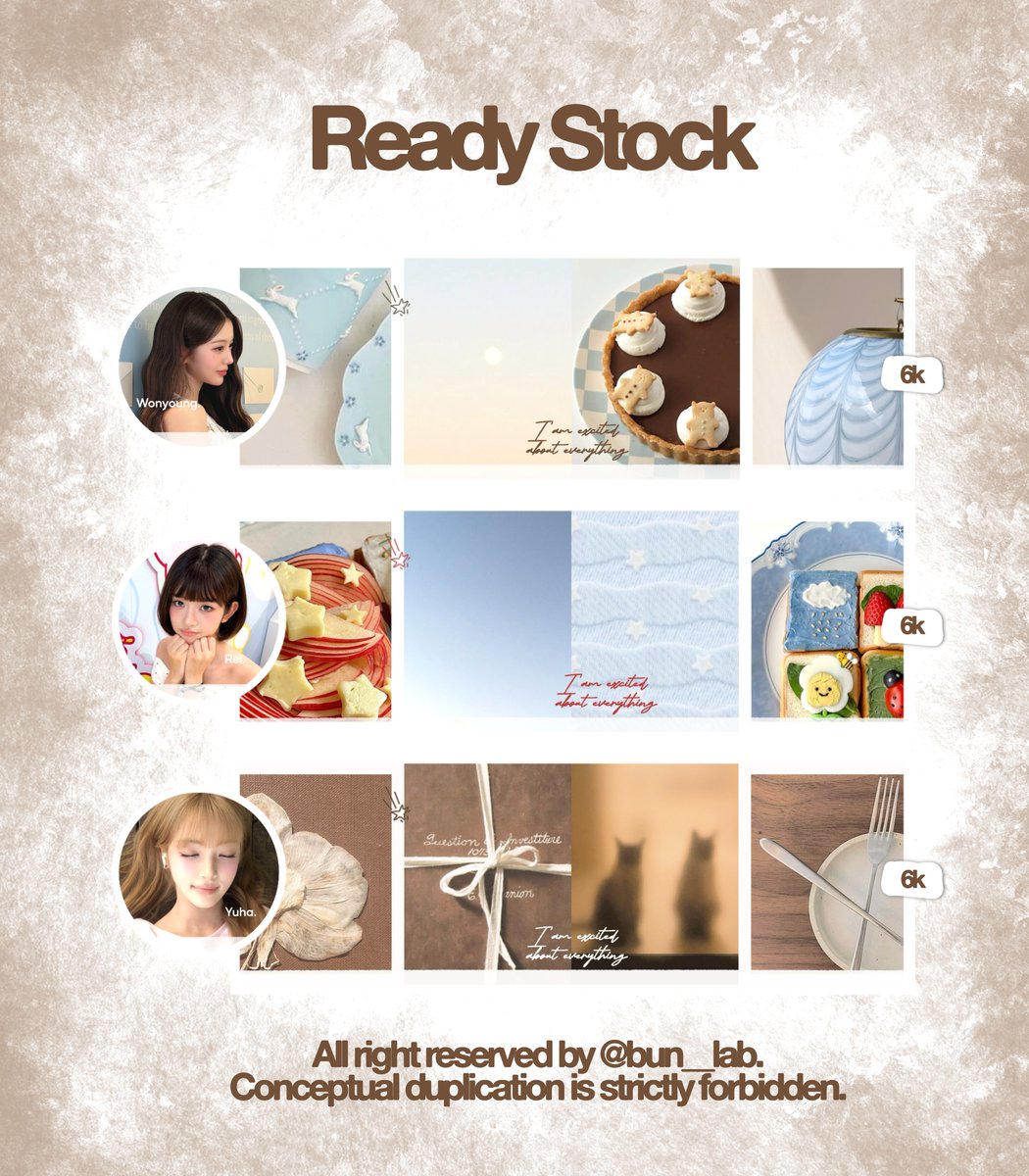 bun__lab's tweet photo. halo :3 aku sedang sangat luang jadi aku buatkan layout rs katalog daze dengan fc wanyoung, rei, dan yuha! semuanya free retext yaa dengan harga yang sudah terteraaa, kalau mau bisa langsung kontak aku via dm atau telegramm :3 

#bealanja https://t.co/zq6NNt6ApM