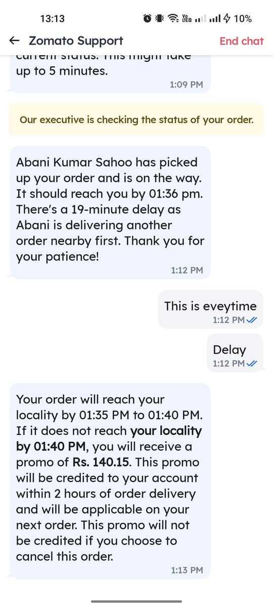Maq1704's tweet photo. @zomatocare this is how your executive ends the conversation without any resolution. Assholes https://t.co/lVSOCajLDi