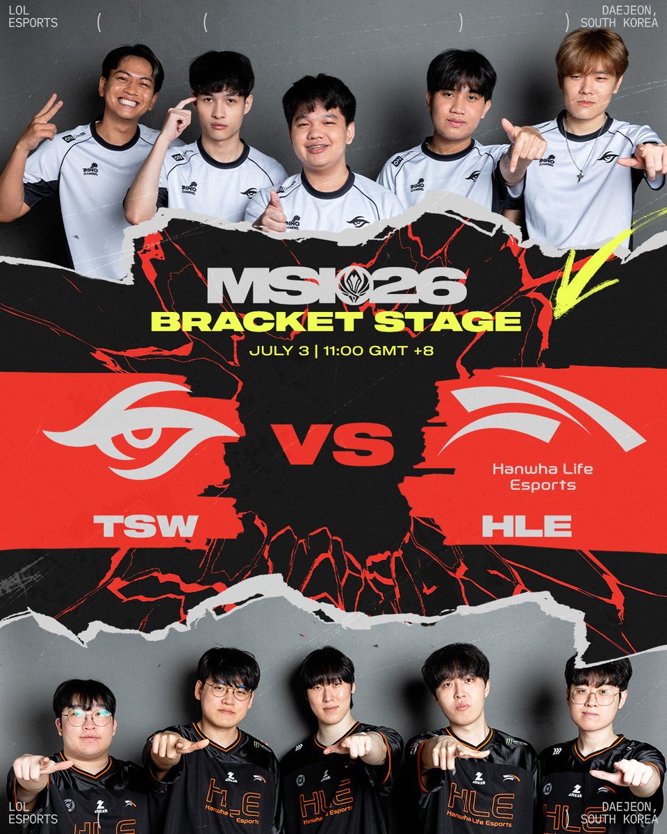 lolpacificen's tweet photo. No challenge too big, no ocean too deep.

@teamsecret takes on the top seed from LCK, @HLEofficial, in the first round of #MSI2026 Bracket Stage! https://t.co/3p45j2txDo