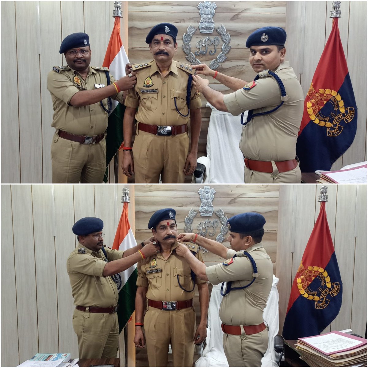 balrampurpolice's tweet photo. #BalrampurPolice
निरीक्षक से पुलिस उपाधीक्षक के पद पर पदोन्नत हुए श्री अशोक कुमार सिंह को #SPBalrampur व #AddlSP द्वारा रैंक प्रतीक लगाकर पदोन्नति की बधाई देते हुए उनके उज्जवल भविष्य की कामना की गई। https://t.co/CaGBLKb8rT