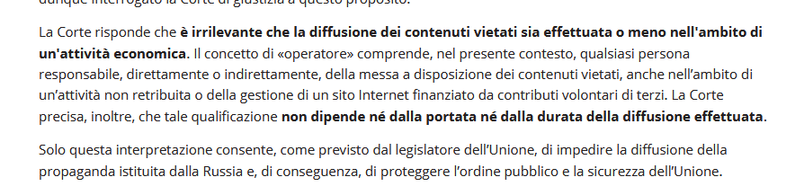 davcarretta's tweet photo. Questa sentenza della Corte Ue dovrebbe spingere il governo italiano a porre fine a tutte le operazioni di Russia Today in Italia, comprese quelle sotto coperatura dei documentari propagandistici e dei festival associati. https://t.co/hBbp87A6wf