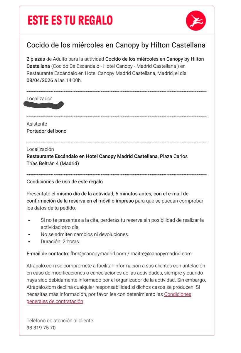 picrisma's tweet photo. Hola, @atrapalo. Vendisteis una experiencia de "Cocido de los miércoles" para una fecha en la que ya no se servía. Al llegar nos ofrecieron otro menú sin previo aviso. Reclamé y acudí a Consumo. La mediación terminó porque no presentasteis alegaciones. ¿Lo revisáis? https://t.co/fNikXJvRVE
